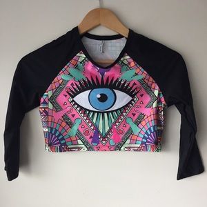 Wildfox Crop Swim Rashguard Eye
